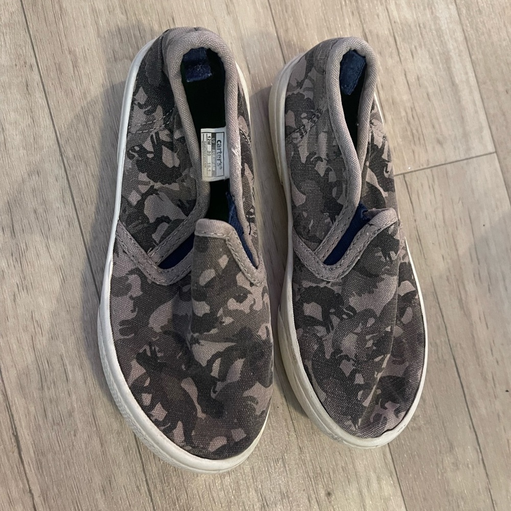 Carters dinosaur Camouflage Slip-On Sneakers toddler boy sz 12